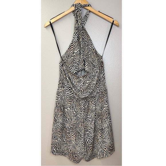 NWT Banana Republic Factory Knit Halter Black Tan Animal Print Romper - Picture 3 of 7